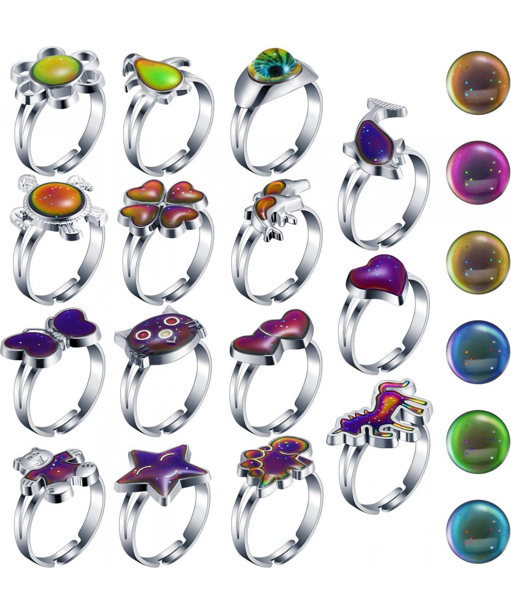 15 Pieces Mood Rings for Kids Adjustable Mixed Color Changing Mood Rings for Girls and Boys Halloween Christmas Costume Props...