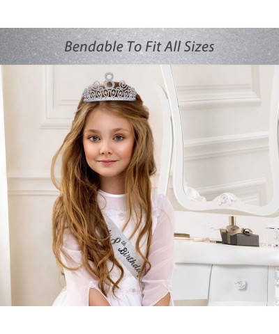 8th Birthday Sash and Tiara for Girls - Fabulous Glitter Sash + Ripples Rhinestone Silver Premium Metal Tiara for Girls 8th B...