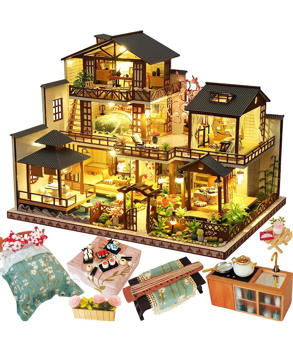 Dollhouse Miniature with Furniture Kit Handmade Great Japanese Courtyard Style DIY House Model for Teens Adult Gift (Forest C...