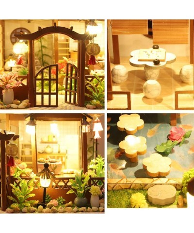 Dollhouse Miniature with Furniture Kit Handmade Great Japanese Courtyard Style DIY House Model for Teens Adult Gift (Forest C...