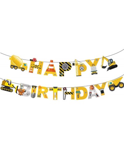 Construction Birthday Banner Dump Truck Party Decorations - Premium Pre-Assembled Happy Birthday Decoration with Dumb Truck E...