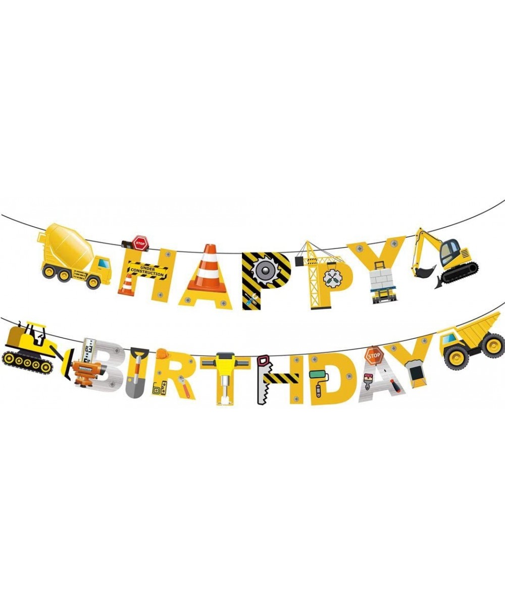 Construction Birthday Banner Dump Truck Party Decorations - Premium Pre-Assembled Happy Birthday Decoration with Dumb Truck E...