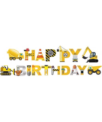 Construction Birthday Banner Dump Truck Party Decorations - Premium Pre-Assembled Happy Birthday Decoration with Dumb Truck E...