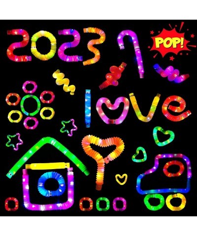 24 Pcs Glow in The Dark Party Supplies Party Favors for Kids 4-8 Led Pop Tubes Glow Sticks Bulk for Kids Light Up Fidget Tube...