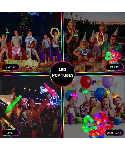 24 Pcs Glow in The Dark Party Supplies Party Favors for Kids 4-8 Led Pop Tubes Glow Sticks Bulk for Kids Light Up Fidget Tube...