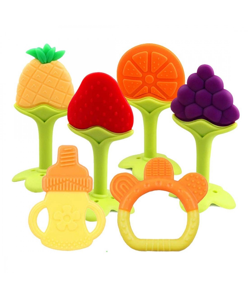 Baby Teething Toys 6 Packs BPA Free Silicone Baby Teethers Freezer Safe Organic Infant Teething Toys Soft & Textured for Natu...