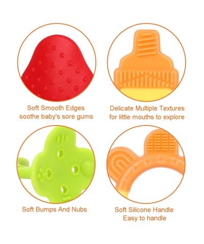 Baby Teething Toys 6 Packs BPA Free Silicone Baby Teethers Freezer Safe Organic Infant Teething Toys Soft & Textured for Natu...