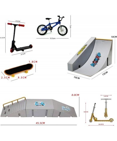 Skate Park Kit 15 PCS Finger Skateboard Ramp Set Including Ramps Skateboards Scooters Bikes Blue Finger Pants and Vitality Bo...