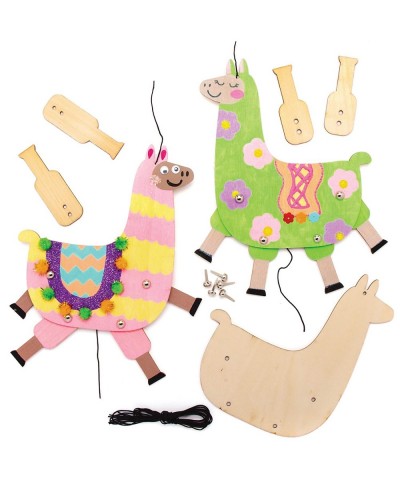 AT507 Lovely Llama Wooden Puppet Kits - Pack of 4 Story Telling Woodcraft Painting for Kids Great for Art Parties Schools and...