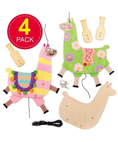 AT507 Lovely Llama Wooden Puppet Kits - Pack of 4 Story Telling Woodcraft Painting for Kids Great for Art Parties Schools and...