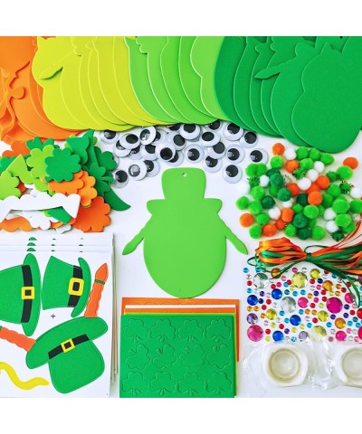 24 Sets Owl Shamrock Ornaments St. Patrick's Day Decorations Craft Kits Assorted Owl Four-Leaf Clover Lucky Shamrock Foam Sti...