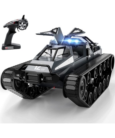 RC Tank Car 1:12 Remote Control Crawler 12KM/H High Speed Tank 2.4Ghz RC Rock Crawler Off-Road 4WD 360°Rotating Drifting Car ...