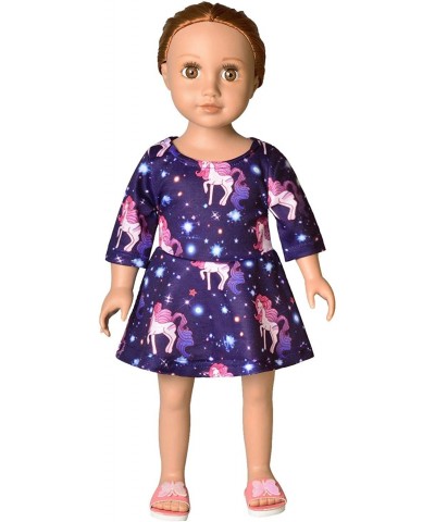 QPANCY Matching Doll&Girls Dresses Long Sleeve Unicorn Outfits Cotton Clothes $31.48 Doll Accessories