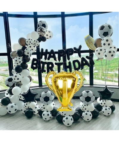 Soccer Party Balloons Set 7pcs Championship Trophy Balloon and Soccer Foil Balloons for Birthday Baby Shower Wedding Annivers...