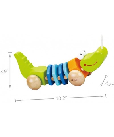 Push & Pull Crocodile Wooden Walk Pull Along Toy with String Toy Montessori Sensory Toy for Baby Toddler Click Sound $48.99 E...