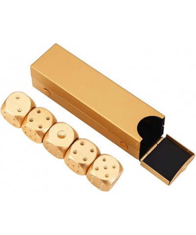 Precision Aluminum Alloy Dice Solid Metal Dice Set Table Game Dice Poker Games Dices Set with Case 5Pcs (Gold Rec Box) Dice S...