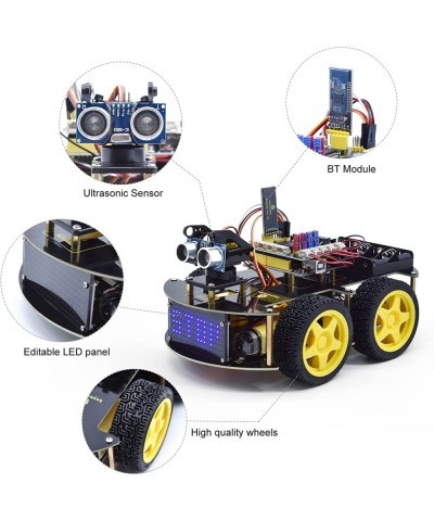 Smart Car Robot 4WD Programmable DIY Starter Kit for Arduino for Uno R3 Electronics Programming Project/STEM Educational/Scie...