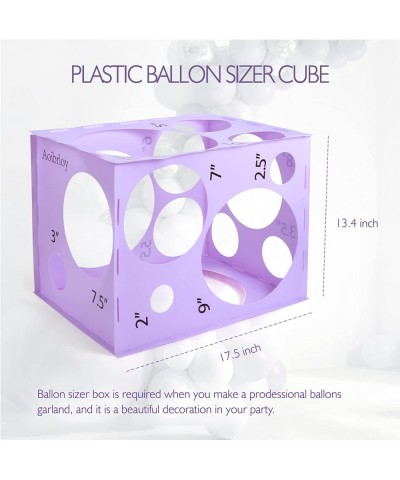 16 Holes Plastic Balloon Sizer Box Cube Orchid Bloom Color Collapsible Balloon Size Measurement Tool for Balloon Arches Ballo...