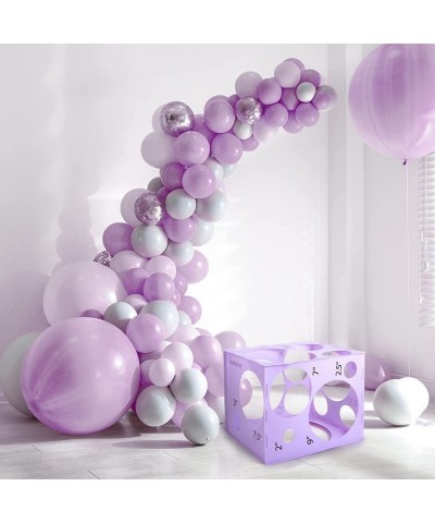 16 Holes Plastic Balloon Sizer Box Cube Orchid Bloom Color Collapsible Balloon Size Measurement Tool for Balloon Arches Ballo...