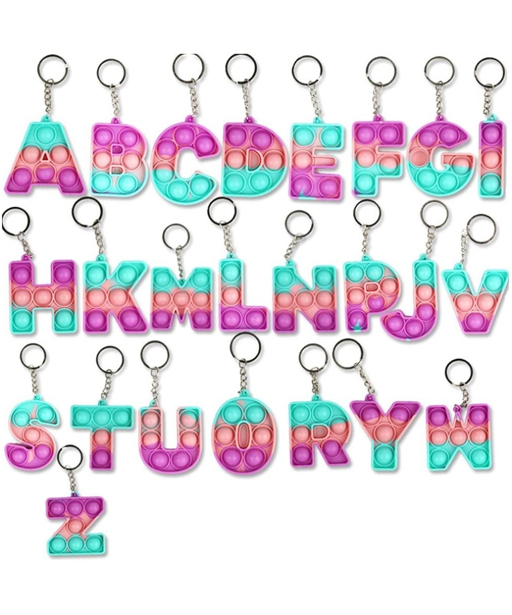 Push Pop Fidget Toy 26 pcs Letters Keychain Mini Fidget Keychain Pop Fidget Toys Fidget Popper Anti-Anxiety Stress Reliever S...