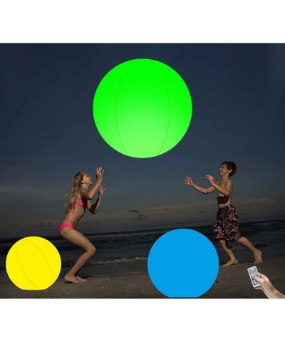 Beach Ball Glow 16'' Pool Toys 13 Colors Inflatable LED Light Up Beach Ball with Remote Glow in The Dark Home Indoor Outdoor ...