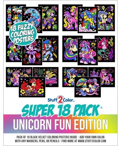 Super Pack of 18 Fuzzy Velvet Coloring Posters (Unicorn Fun Edition) - Great for Family Time Arts and Crafts Travel Quiet Tim...