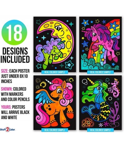 Super Pack of 18 Fuzzy Velvet Coloring Posters (Unicorn Fun Edition) - Great for Family Time Arts and Crafts Travel Quiet Tim...