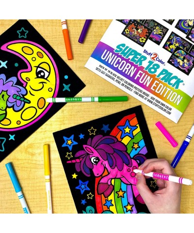 Super Pack of 18 Fuzzy Velvet Coloring Posters (Unicorn Fun Edition) - Great for Family Time Arts and Crafts Travel Quiet Tim...