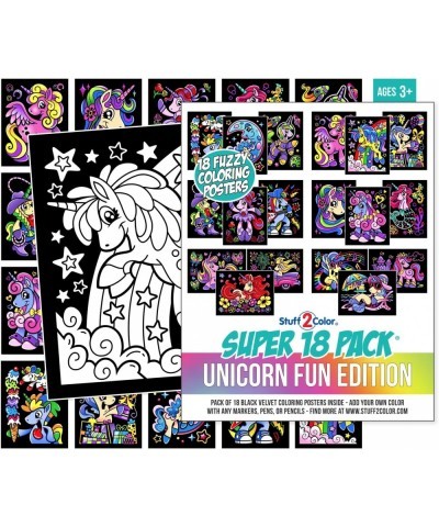 Super Pack of 18 Fuzzy Velvet Coloring Posters (Unicorn Fun Edition) - Great for Family Time Arts and Crafts Travel Quiet Tim...