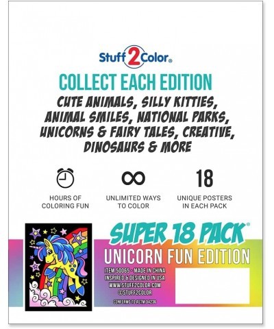 Super Pack of 18 Fuzzy Velvet Coloring Posters (Unicorn Fun Edition) - Great for Family Time Arts and Crafts Travel Quiet Tim...