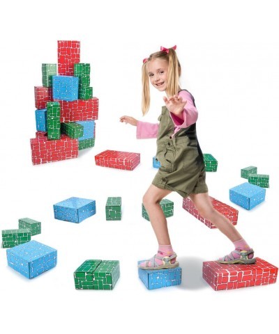 Cardboard Building Block Exercise N Play 40pcs Extra-Thick Jumbo Giant Building Blocks in 3 Sizes for Kids $76.01 Toy Stackin...