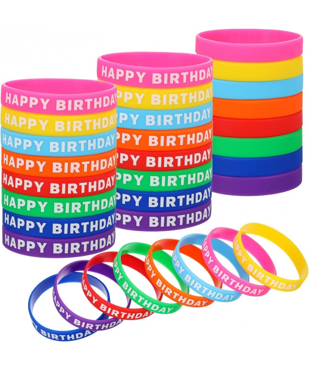 Bracelets for Happy Birthday Gift Silicone Stretch Wristbands Colored Rubber Bracelets for Birthday Party Supplies 8 Colors (...