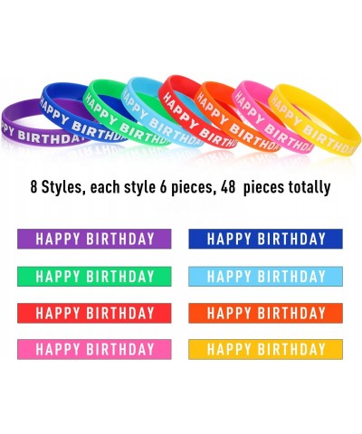 Bracelets for Happy Birthday Gift Silicone Stretch Wristbands Colored Rubber Bracelets for Birthday Party Supplies 8 Colors (...