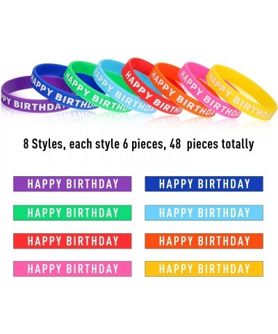 Bracelets for Happy Birthday Gift Silicone Stretch Wristbands Colored Rubber Bracelets for Birthday Party Supplies 8 Colors (...