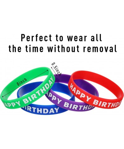 Bracelets for Happy Birthday Gift Silicone Stretch Wristbands Colored Rubber Bracelets for Birthday Party Supplies 8 Colors (...