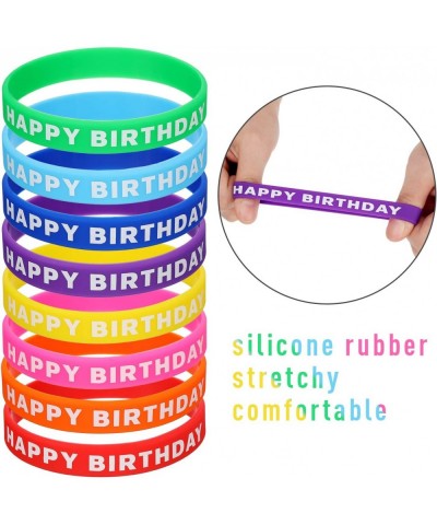 Bracelets for Happy Birthday Gift Silicone Stretch Wristbands Colored Rubber Bracelets for Birthday Party Supplies 8 Colors (...