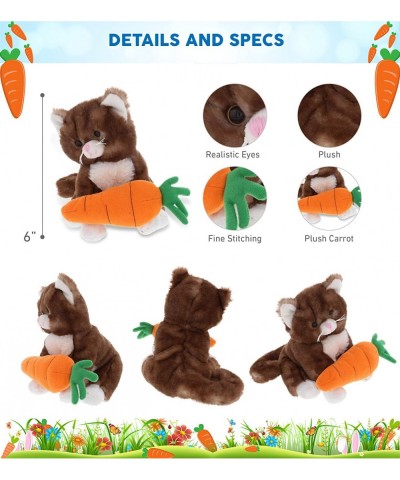 Happy Easter Super Soft Plush Brown Cat with Carrot - Cute Stuffed Animals with Carrot Plush Toy Perfect Easter Holiday Surpr...