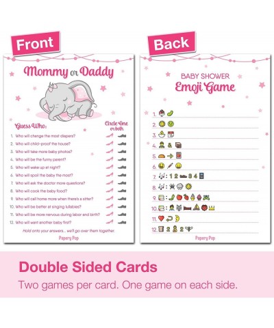 Baby Shower Games for Girl - Set of 4 Games for 30 Guests - Double Sided Cards - Baby Shower Supplies - Elephant Theme $27.73...