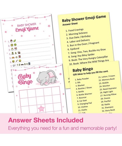 Baby Shower Games for Girl - Set of 4 Games for 30 Guests - Double Sided Cards - Baby Shower Supplies - Elephant Theme $27.73...