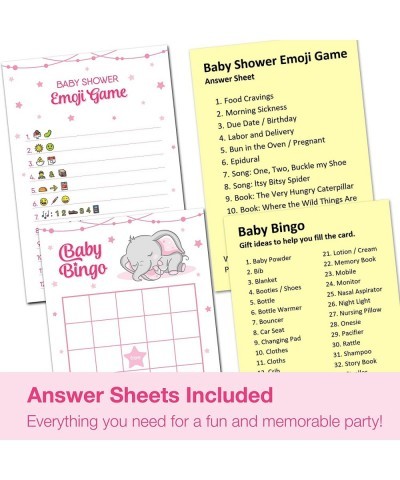 Baby Shower Games for Girl - Set of 4 Games for 30 Guests - Double Sided Cards - Baby Shower Supplies - Elephant Theme $27.73...