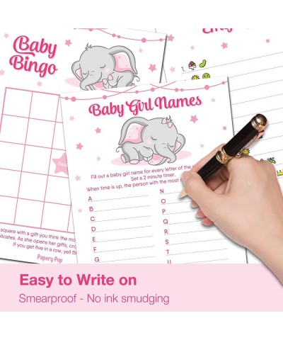 Baby Shower Games for Girl - Set of 4 Games for 30 Guests - Double Sided Cards - Baby Shower Supplies - Elephant Theme $27.73...