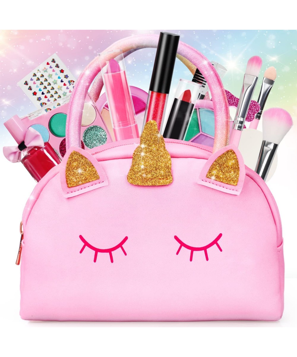 Kids Real Make Up Kit for Girls Washable Non Toxic Make Up Set Makeup for Kids 8-12 with Pink Unicorn Bag Pretend Play Set fo...