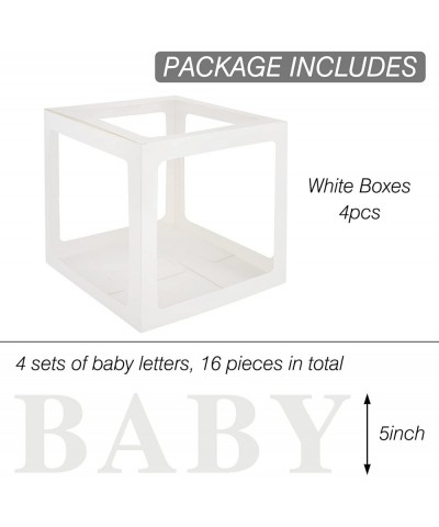 Baby Boxes with 4 Sets of Letters for Baby Shower Clear Baby Shower Block Boxes with 16 Letters for Gender Reveal Decorations...