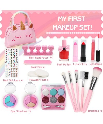 Kids Real Make Up Kit for Girls Washable Non Toxic Make Up Set Makeup for Kids 8-12 with Pink Unicorn Bag Pretend Play Set fo...