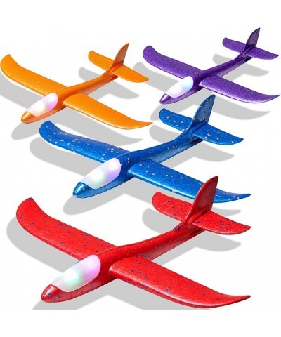 4 Pack LED Light Airplane Toys 17.5" Large Throwing Foam Plane 2 Flight Mode Glider Plane Foam Airplane Flying Toys for Kids ...