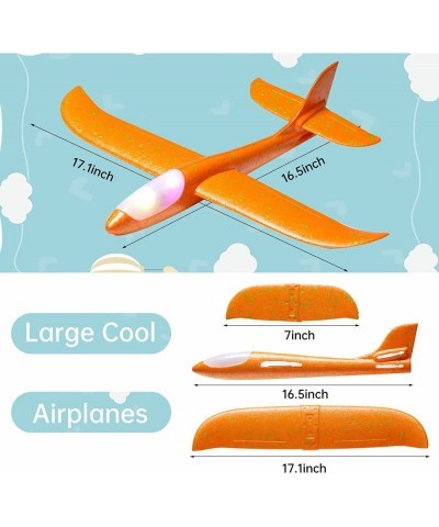 4 Pack LED Light Airplane Toys 17.5" Large Throwing Foam Plane 2 Flight Mode Glider Plane Foam Airplane Flying Toys for Kids ...