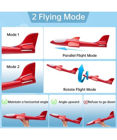 4 Pack LED Light Airplane Toys 17.5" Large Throwing Foam Plane 2 Flight Mode Glider Plane Foam Airplane Flying Toys for Kids ...