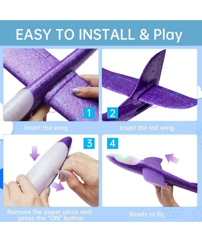 4 Pack LED Light Airplane Toys 17.5" Large Throwing Foam Plane 2 Flight Mode Glider Plane Foam Airplane Flying Toys for Kids ...