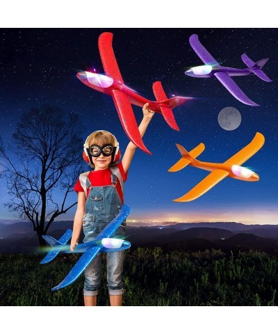 4 Pack LED Light Airplane Toys 17.5" Large Throwing Foam Plane 2 Flight Mode Glider Plane Foam Airplane Flying Toys for Kids ...