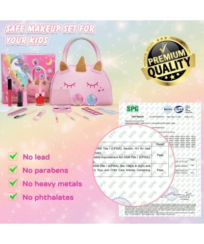 Kids Real Make Up Kit for Girls Washable Non Toxic Make Up Set Makeup for Kids 8-12 with Pink Unicorn Bag Pretend Play Set fo...